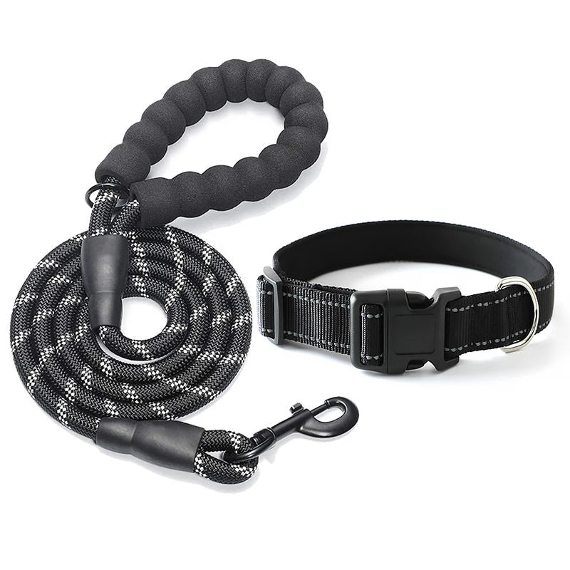 Reflective Dog Tracking Lead 5ft | Heavy Duty Braided Nylon Rope with Foam Handle
