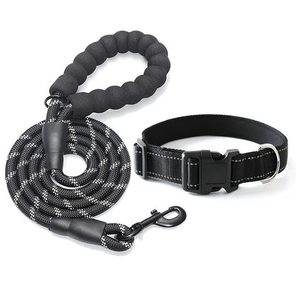 Reflective Dog Tracking Lead 5ft | Heavy Duty Braided Nylon Rope with Foam Handle