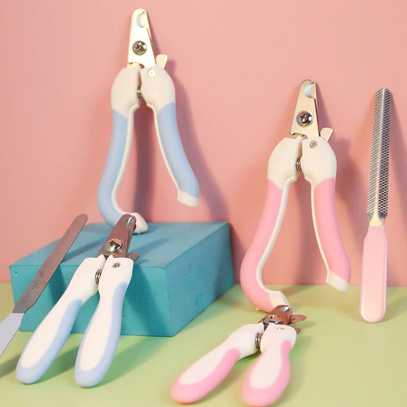 Safe Stainless Steel Cat Nail Cutter with File Anti-Scratch Scissors for Convenient & Easy Claw Trimming & Grooming
