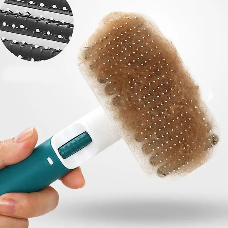 Self-Cleaning Pet Slicker Brush — Cat & Dog Hair Remover Grooming Comb