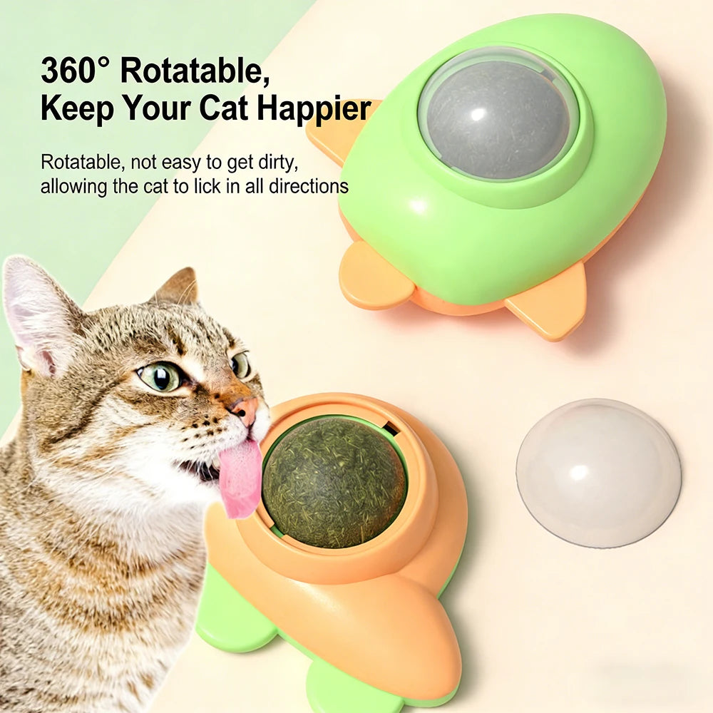 Rotatable Catnip Ball Cat Toy – Paste-On Interactive Teaser