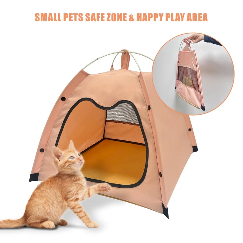 Foldable Pet Tent Bed | Portable Cat Cave with Breathable Mesh | Travel-Friendly Pet Hideaway