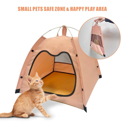 Foldable Pet Tent Bed – Portable Cat Cave with Breathable Mesh