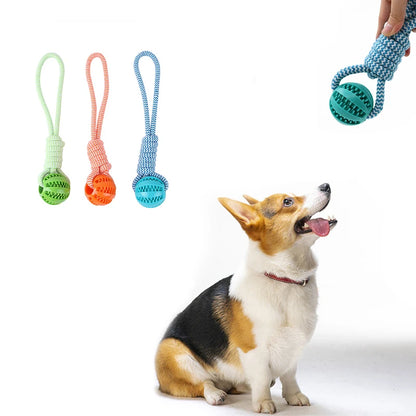Durable Braided Rope and Rubber Ball Pet Chew Toys for Teething Puppies Plush Gift for Cats for Playing