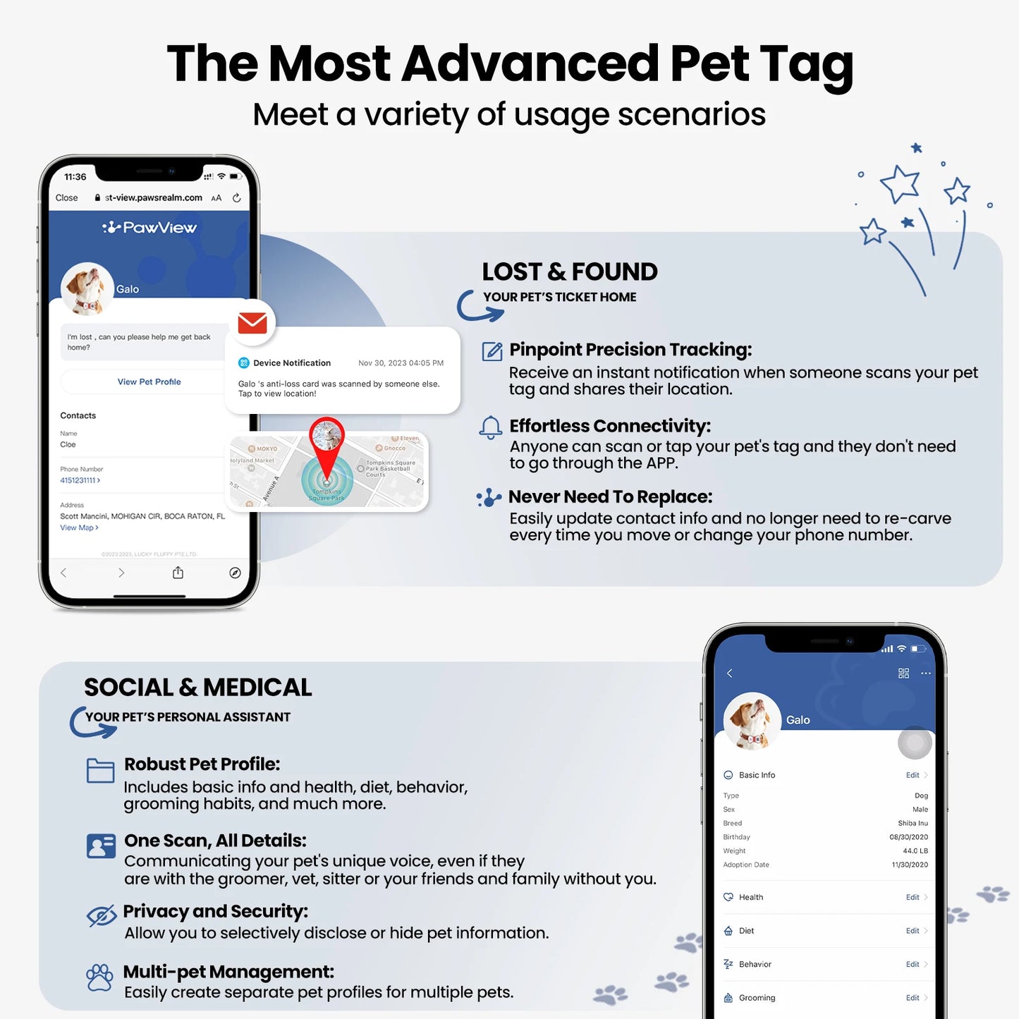 NFC Smart QR Code Pet ID Tag – Silicone, Scannable, Personalized Dog & Cat Tag