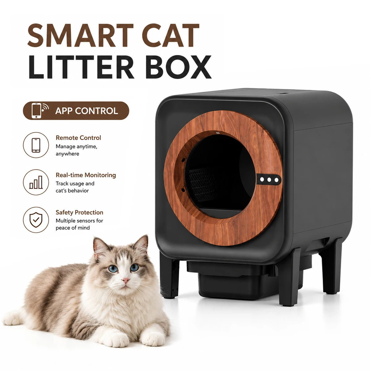 Smart Self-Cleaning Cat Litter Box with Camera & WiFi App