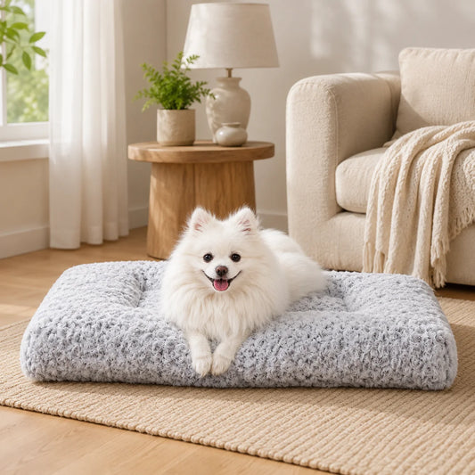 Dog Bed High Density Orthopedic Memory Foam Rose Swirl Plush Non-slip Puppy Sleeping Mat