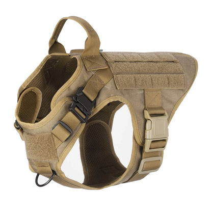Tactical Dog Harness for Service & Hunting – Heavy-Duty Nylon Training Vest with MOLLE Webbing | XS S M L XL