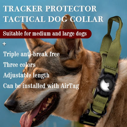 Tactical AirTag Dog Collar | Heavy Duty Nylon with Metal Bracket Holder