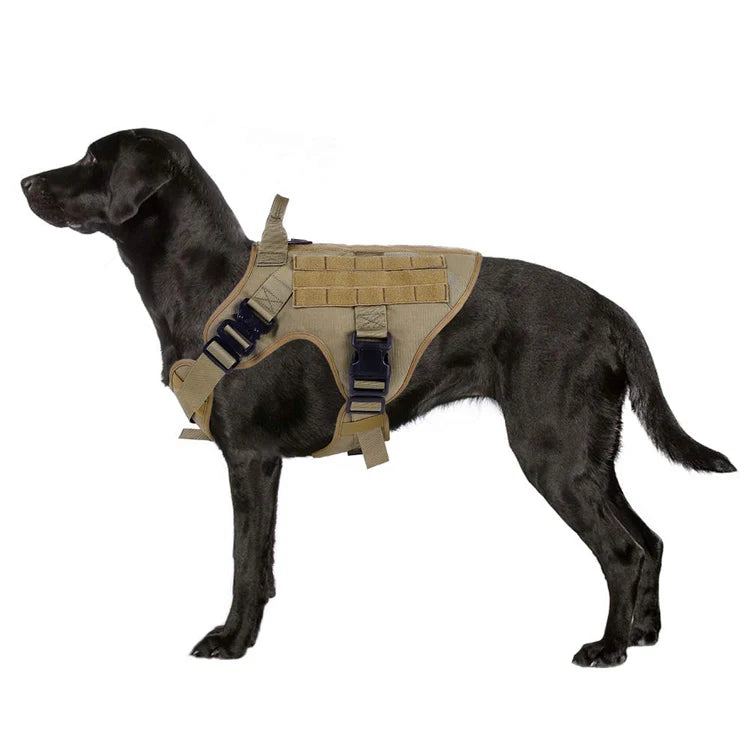 Tactical Dog Harness for Service & Hunting – Heavy-Duty Nylon Training Vest with MOLLE Webbing | XS S M L XL