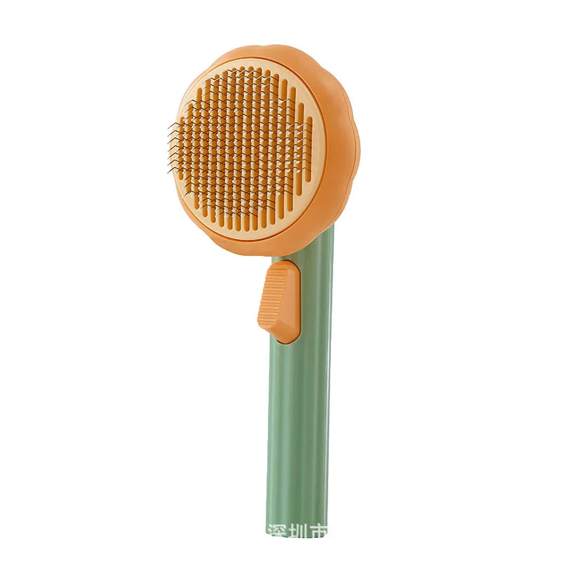 Pumpkin Self-Cleaning Pet Slicker Brush — Cat & Dog Hair Remover Comb