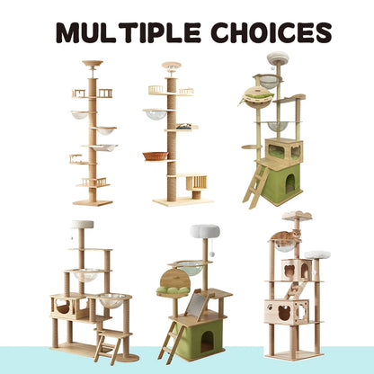 Luxury Double Space Capsule Cat Tree Large Wooden Cat Climbing Frame