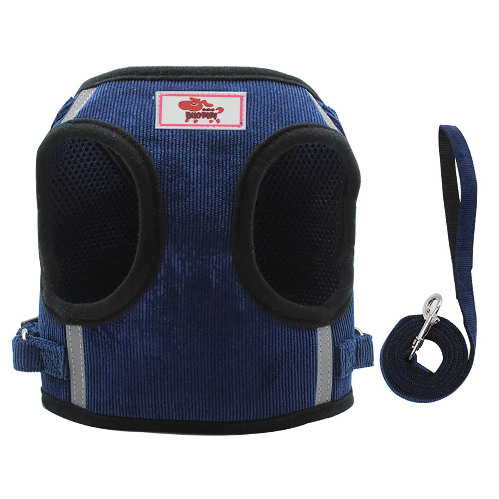 Corduroy Cat & Dog Harness Set | Soft Adjustable Vest Harness with Leash
