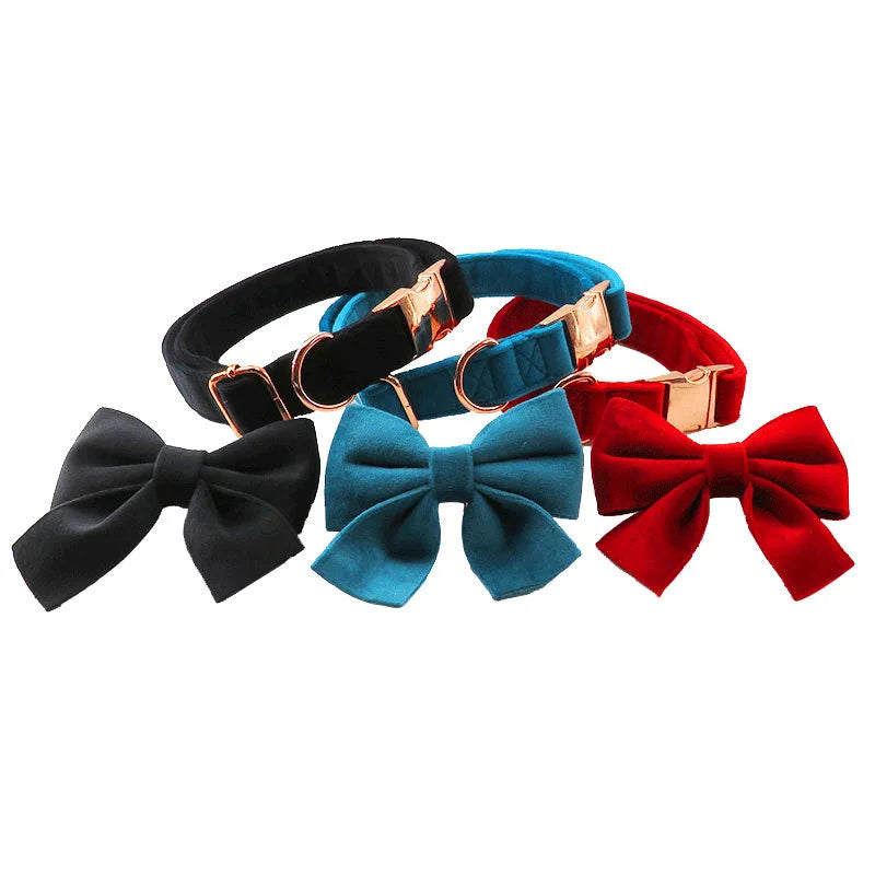 Velvet Corduroy Dog & Cat Collar | Rose Gold Metal Buckle | Quick-Release Safety