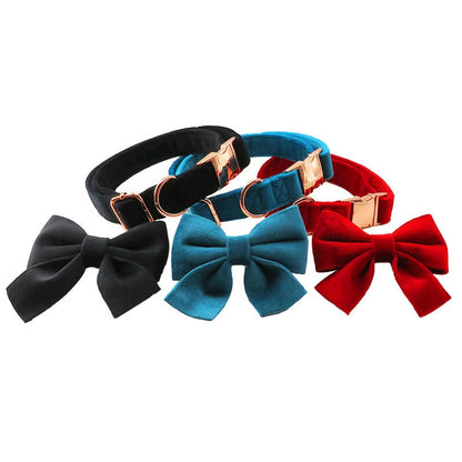 Velvet Corduroy Dog & Cat Collar | Rose Gold Metal Buckle | Quick-Release Safety
