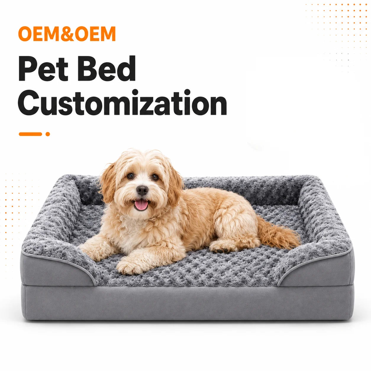Grey Plush Calming Dog Bed | Removable Cover, Non-Slip Bottom