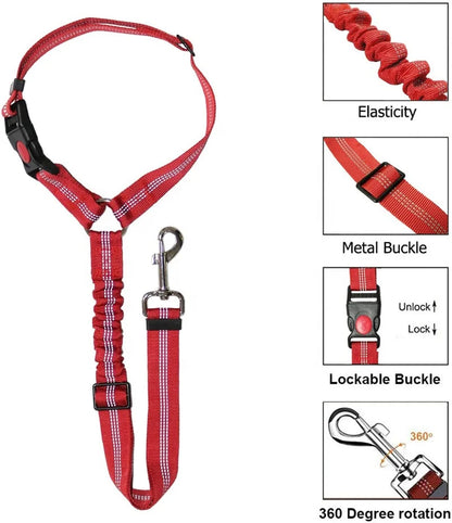 Adjustable Dog & Cat Car Seat Belt | Nylon Safety Lead for Vehicle