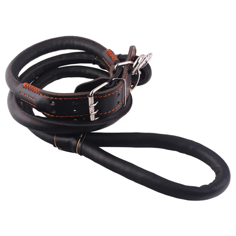 Genuine Leather Dog Leash 120cm — Soft & Durable Lead for Small & Large Dogs