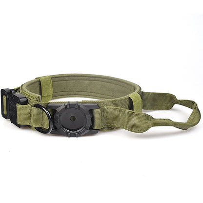 Tactical AirTag Dog Collar | Heavy Duty Nylon with Metal Bracket Holder