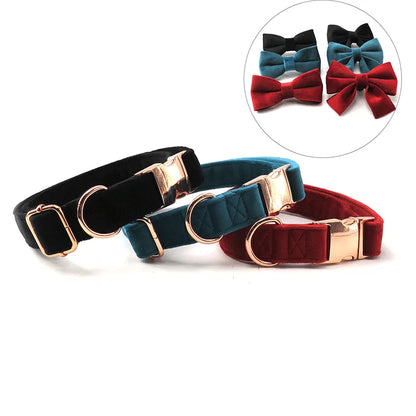 Velvet Corduroy Dog & Cat Collar | Rose Gold Metal Buckle | Quick-Release Safety