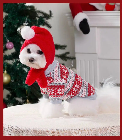 Crochet Pet Christmas Clothes Autumn and Winter New Cute Dog Warm Striped Cat Clothing Knitted Pullover Sweater