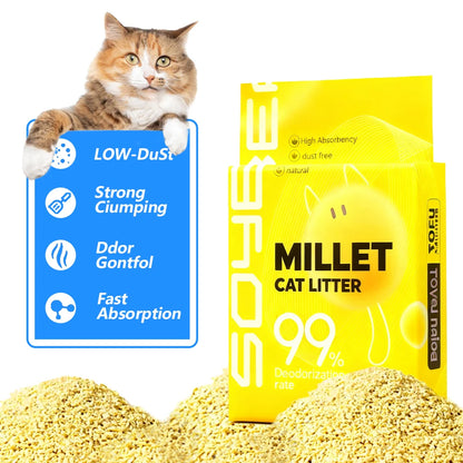 Dust-free Easy Tracking Eco-friendly Soya Bean and Corn Starch 100% Plant Millet Tofu Cat Litter Sand