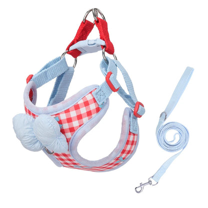 New Style Checkered Pattern Small Breed Dog Leash Pet Puppy Harness Bichon Shiba Inu Schnauzer Breathable Outdoor Walking Leash