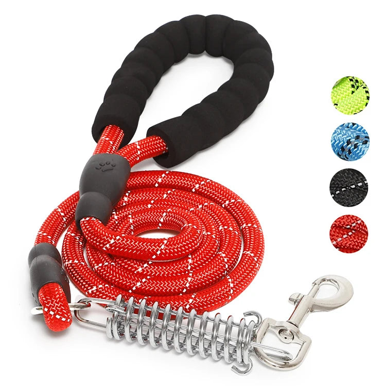 Reflective Dog Leash with Bungee Spring – Nylon Safety Lead for Dogs
