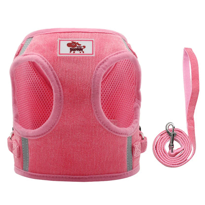 Corduroy Cat & Dog Harness Set | Soft Adjustable Vest Harness with Leash
