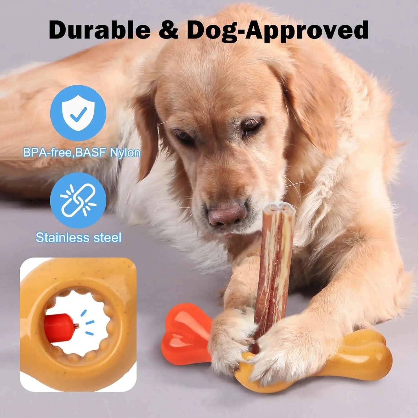 AFP Long-lasting Chewing Dog Toy Bully Stick Holder Pet Prevents Choking Safety Device Aggressive Chewers Dog Chew Stick Holder