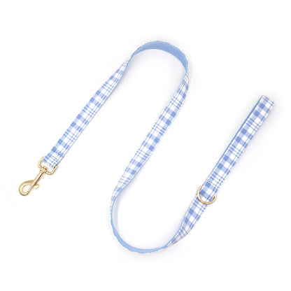 Plaid Dog Collar Leash with Bow Tie Adjustable Pet Accessories Pet Collars Leash OEM Available - Blue