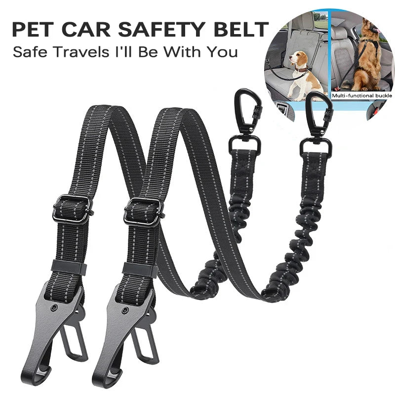 Tactical Dog Leash & Car Seat Belt – Heavy Duty Bungee Nylon with Quick-Release