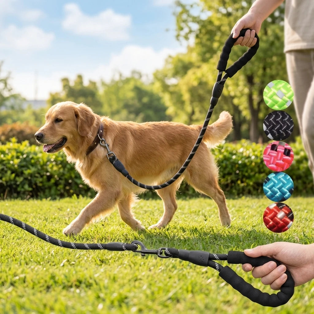 Reflective Nylon Dog Leash — Padded Handle