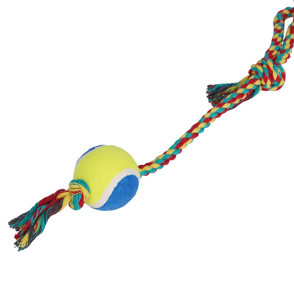 Wholesale Custom Logo Chew Dog Rope Toys with Tennis Ball