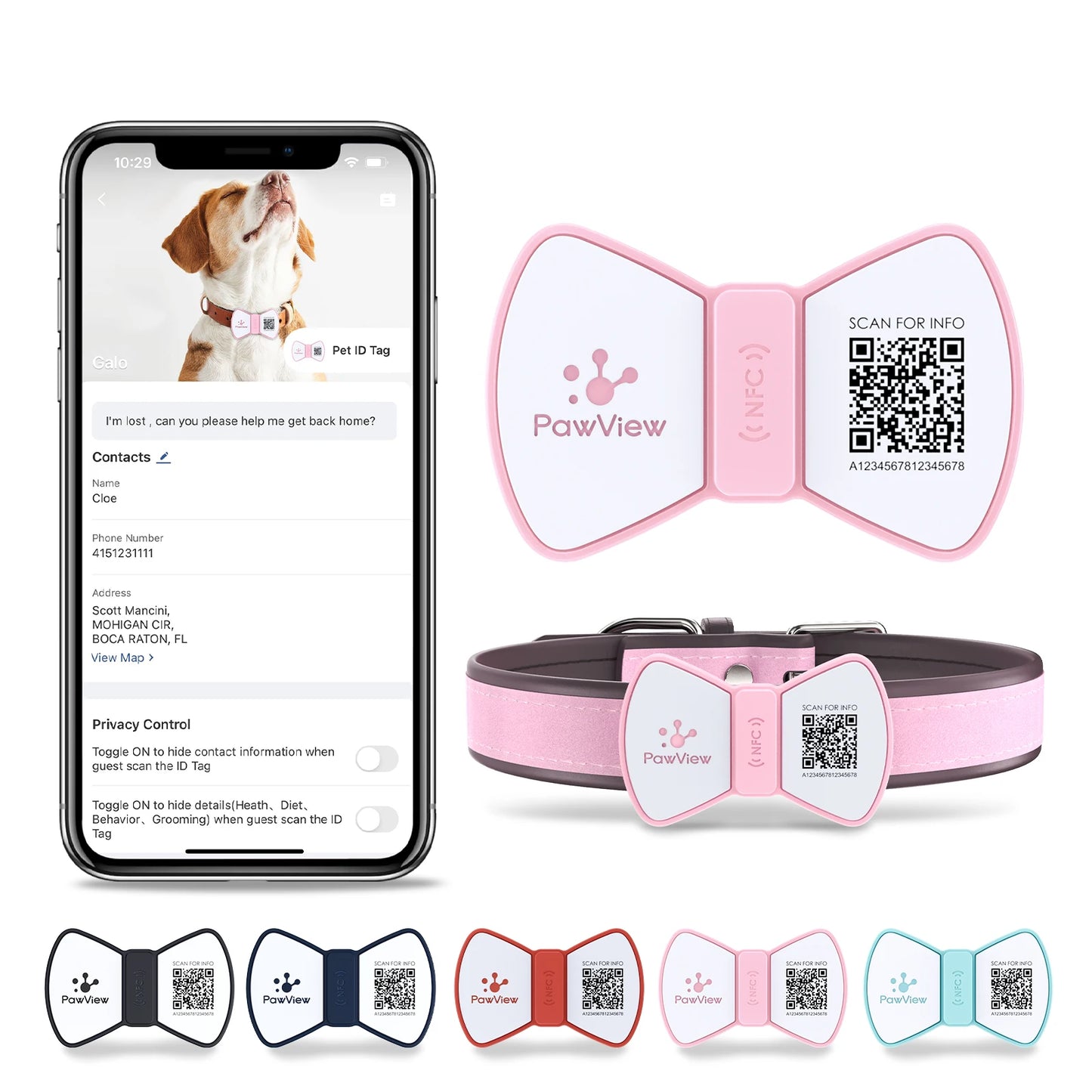 NFC Smart QR Code Pet ID Tag – Silicone, Scannable, Personalized Dog & Cat Tag