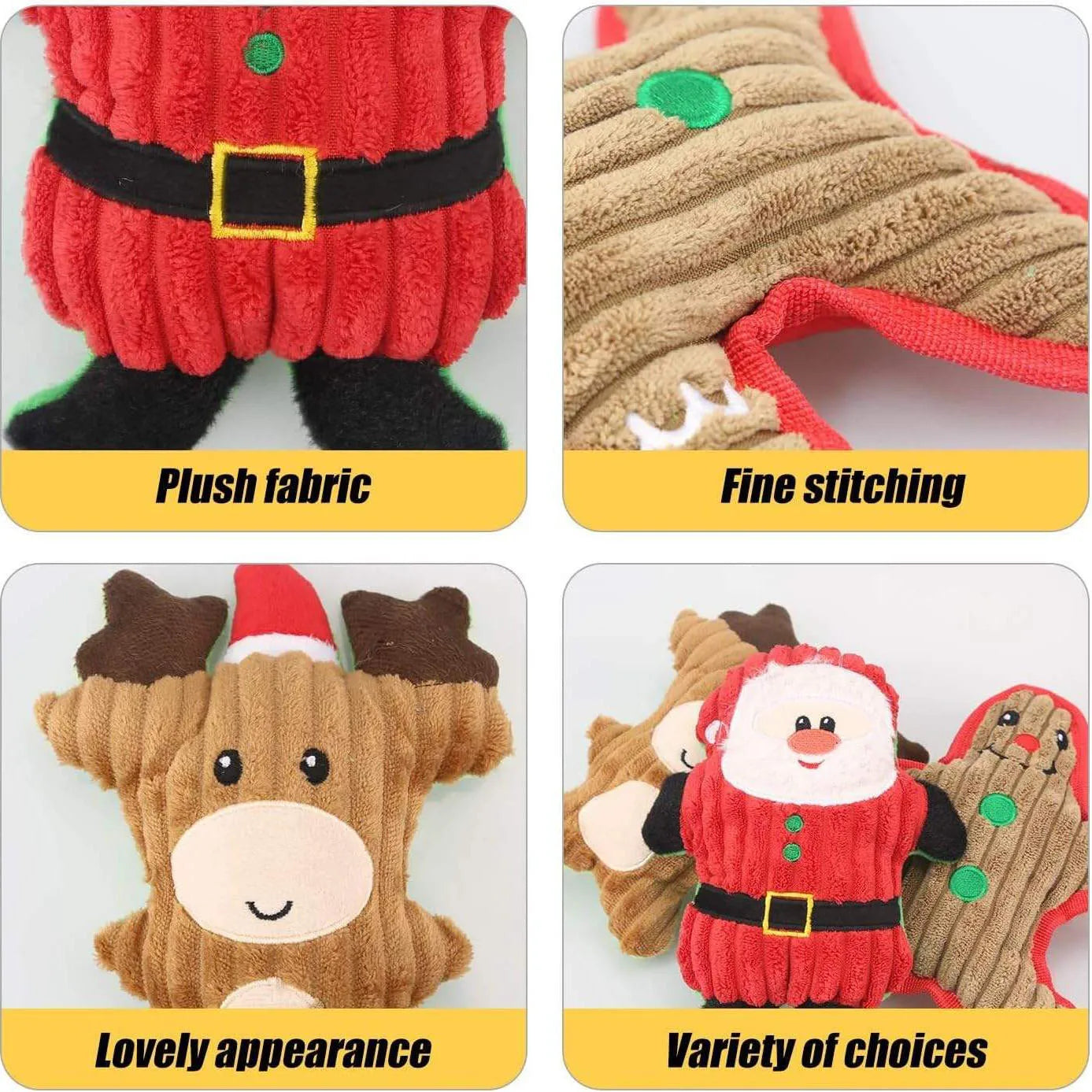 Pet Plush Sound Toy Christmas Series Molar Bite Resistant Cute Cartoon Dog Plush Toys