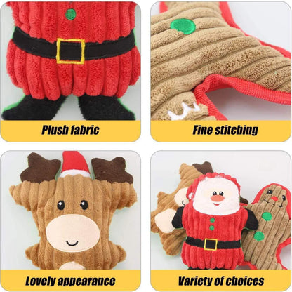 Pet Plush Sound Toy Christmas Series Molar Bite Resistant Cute Cartoon Dog Plush Toys