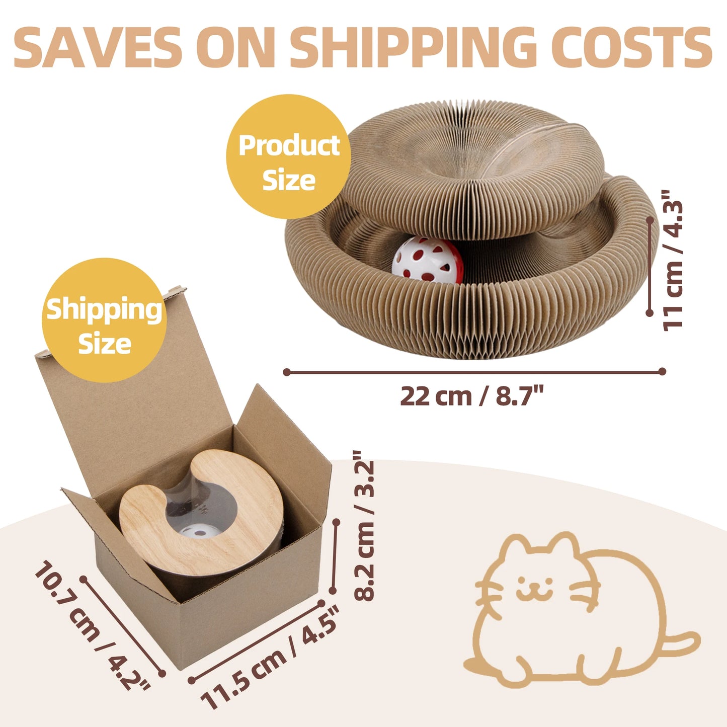 Accordion Corrugated Cat Scratcher with Ball Track Interactive Scratching & Play Toy