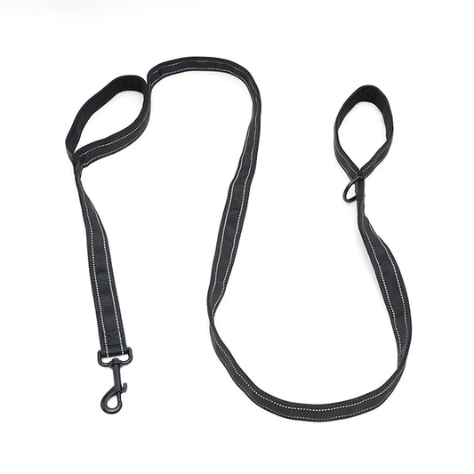 6ft Double Handle Dog Leash | Reflective Soft Padded Nylon Training Lead