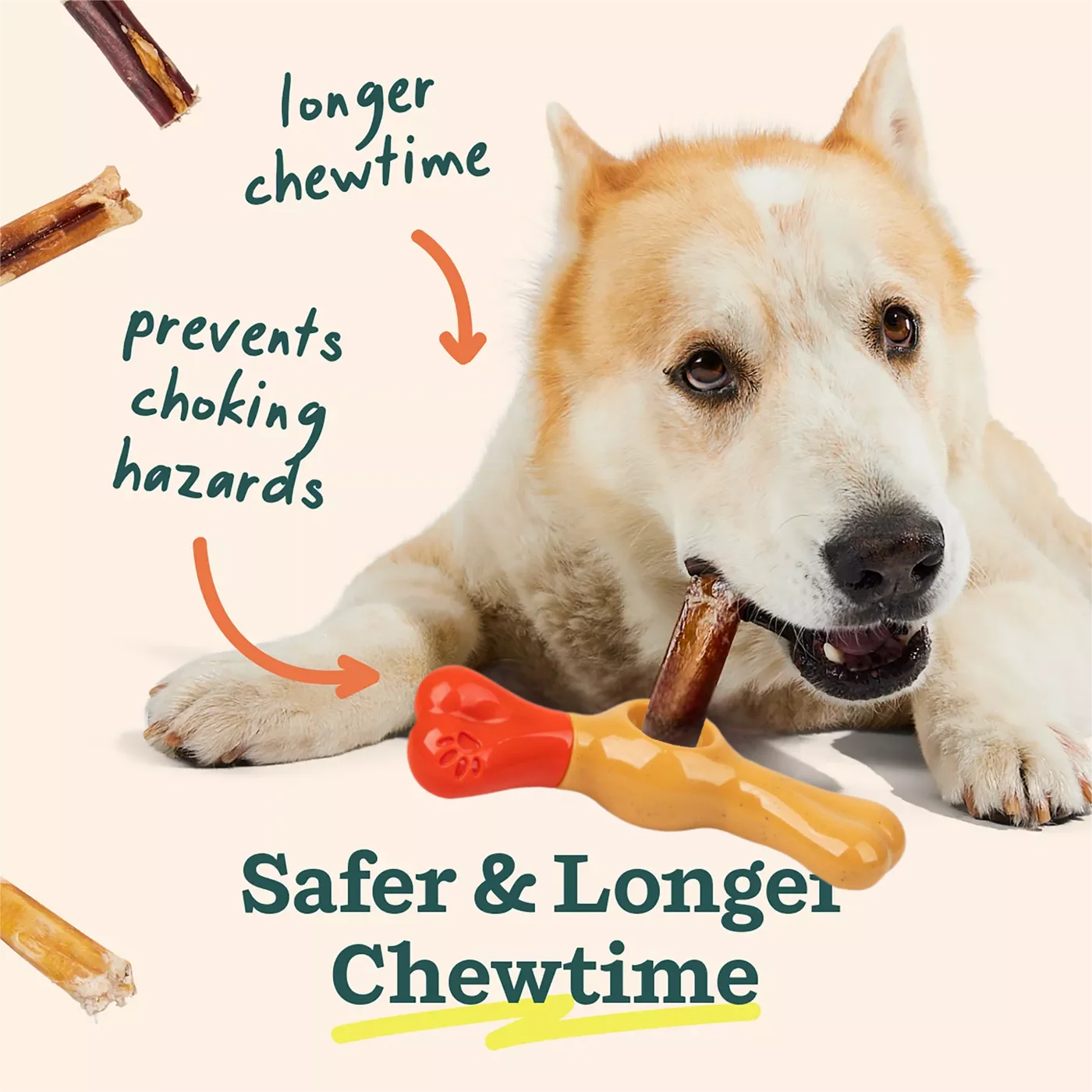 AFP Long-lasting Chewing Dog Toy Bully Stick Holder Pet Prevents Choking Safety Device Aggressive Chewers Dog Chew Stick Holder