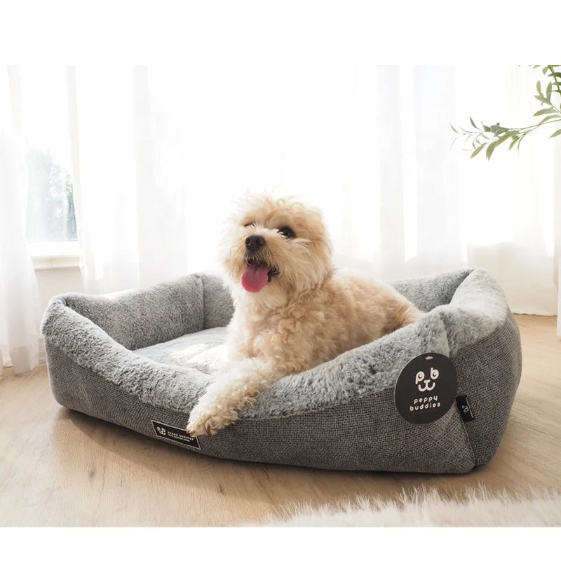 Premium Faux Rabbit Hair Pet Bed | Warm, Breathable & Washable
