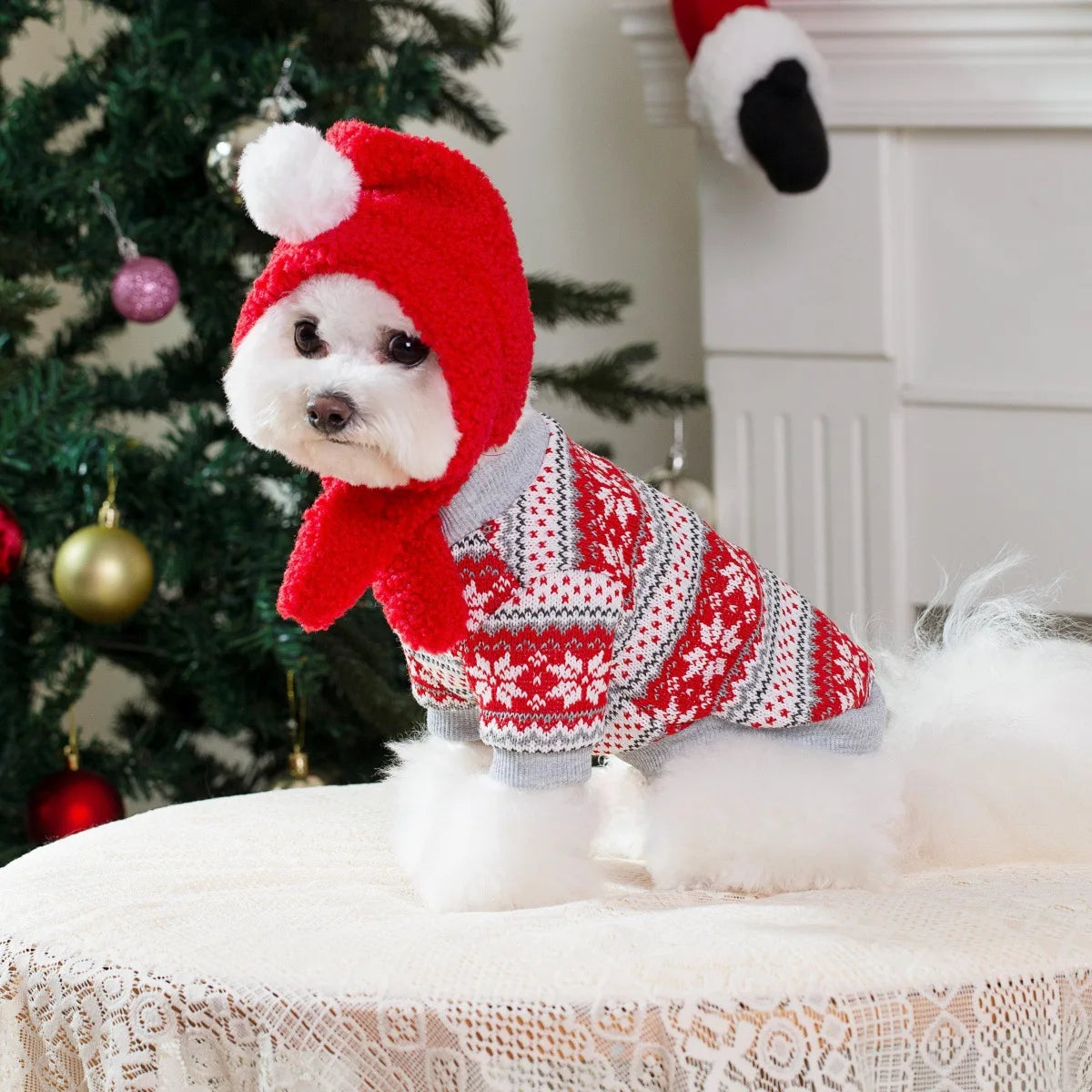 Crochet Pet Christmas Clothes Autumn and Winter New Cute Dog Warm Striped Cat Clothing Knitted Pullover Sweater