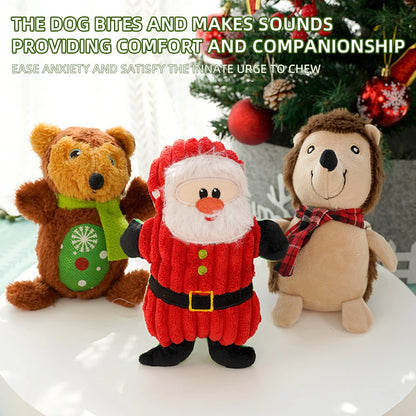 Wholesale Luxury Cartoon Eco-friendly Christmas Dog Gifts Plush Dolls Holiday Cat/Dog Chew Squeaky Pet Toy with BB Sound