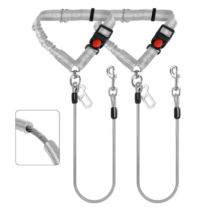 Steel Wire Core Anti-Bite Dog Leash — Adjustable Polyester, 80cm, Black & Grey