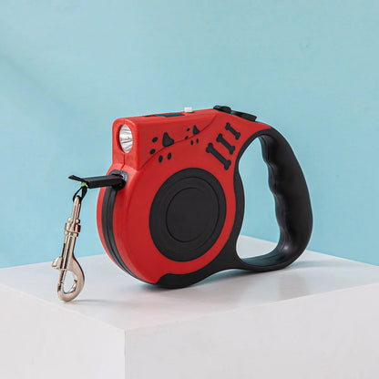 LED Retractable Dog & Cat Leash with Night Light — ABS, 5m, USB Rechargeable or Battery