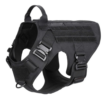 Tactical Dog Harness for Service & Hunting – Heavy-Duty Nylon Training Vest with MOLLE Webbing | XS S M L XL