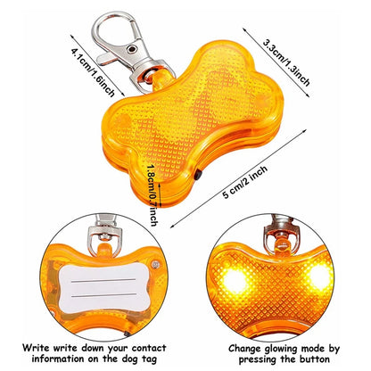 LED Light-Up Dog ID Tag | Bone Shape Water-Resistant Safety Pet Tag