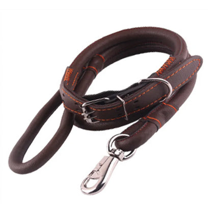 Genuine Leather Dog Leash 120cm — Soft & Durable Lead for Small & Large Dogs