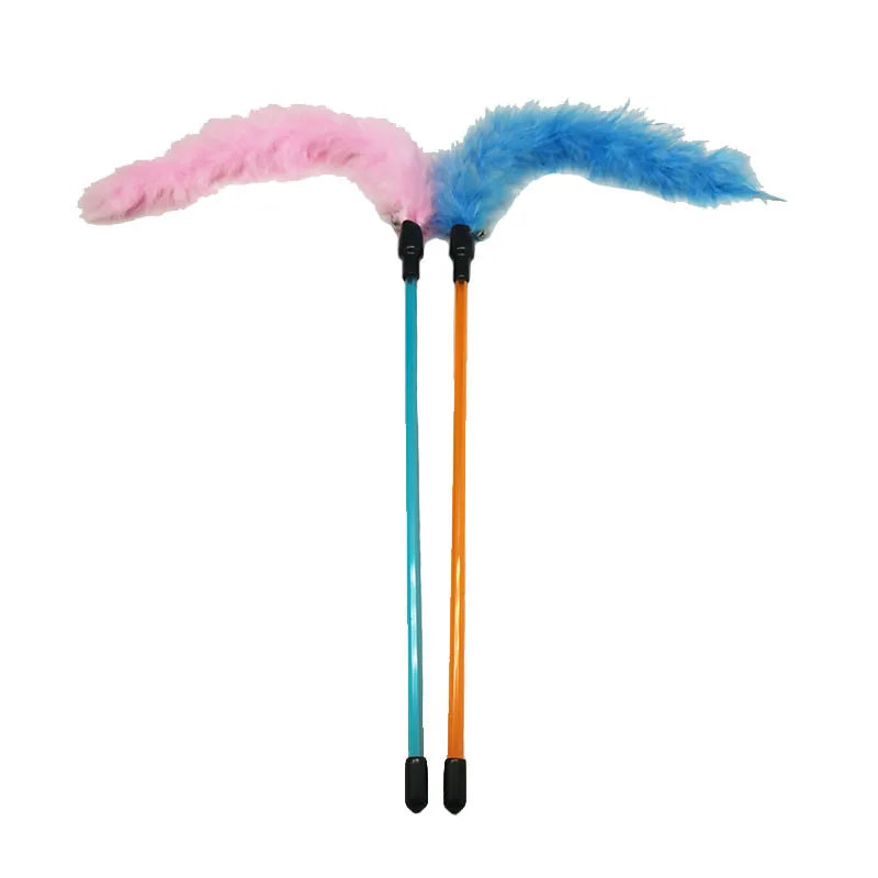 Plush Feather Cat Wand with Bell | Interactive Chew & Teaser Toy | 5 Colors