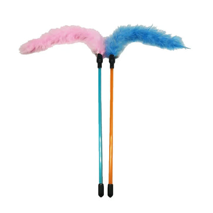 Plush Feather Cat Wand with Bell – Interactive Chew & Teaser Toy